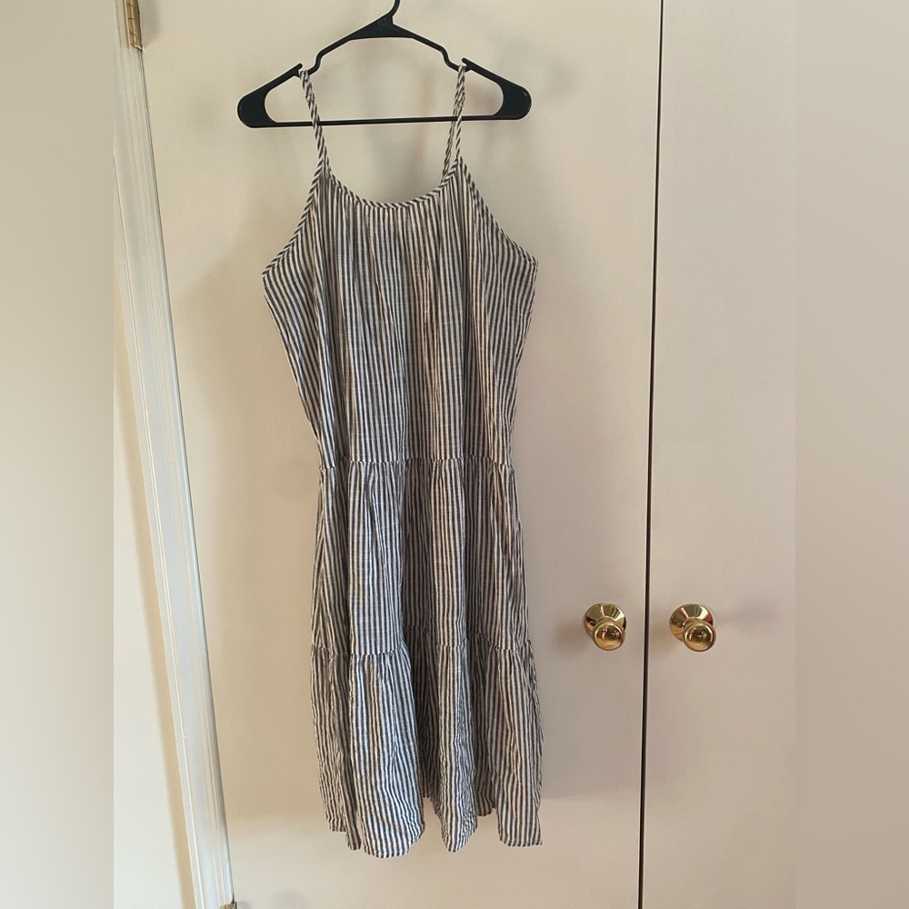 Raviya Midi Dress Grey Striped XL